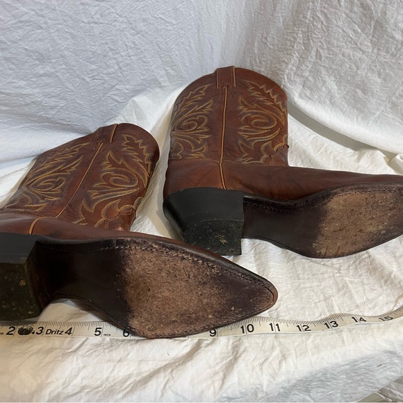 Justin Boots Tan / Brown Leather Western Boots 9 - Picture 1 of 8